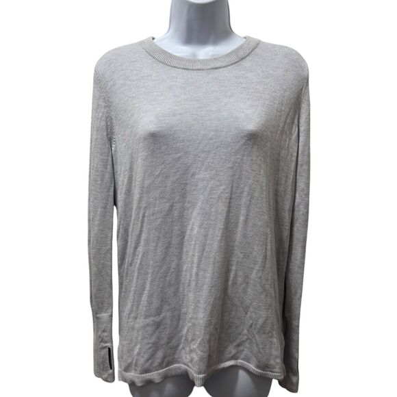 Lululemon Bring It Backbend Cashmere Blend Boolux Open‎ Back Sweater Grey Sz S - Picture 1 of 5